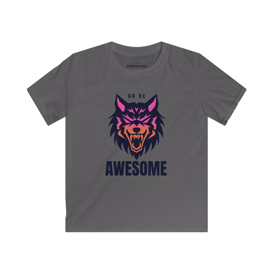 Go Be Awesome Wolf 1 - Kids Softstyle Tee
