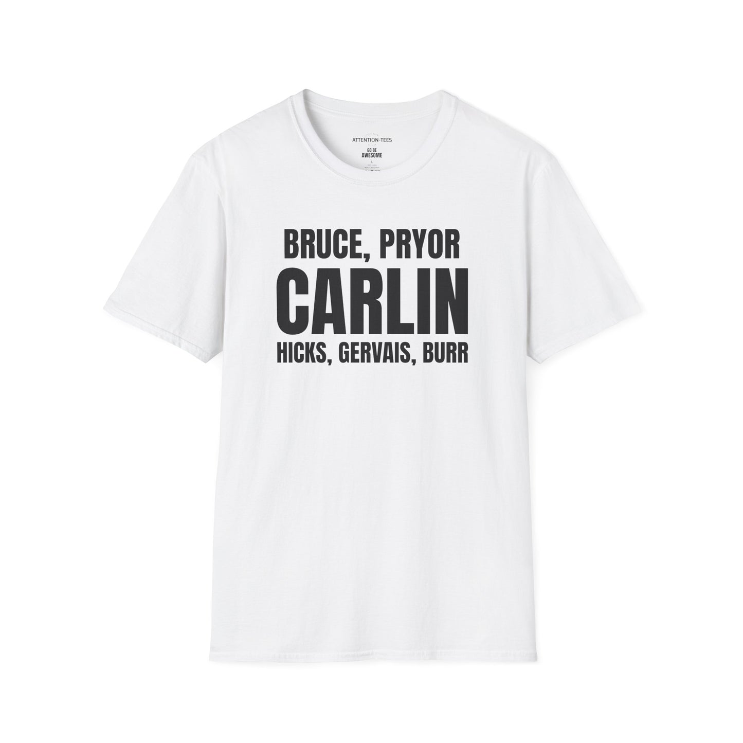 Carlin & Comedy Legends T-Shirt — Bruce, Pryor, Hicks, Gervais, Burr