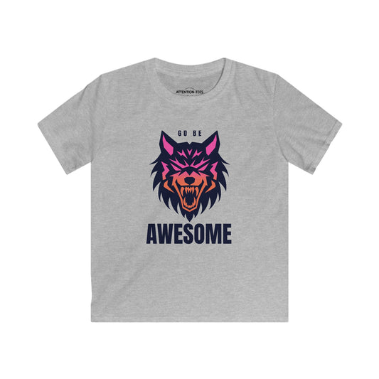 Go Be Awesome Wolf 1 - Kids Softstyle Tee