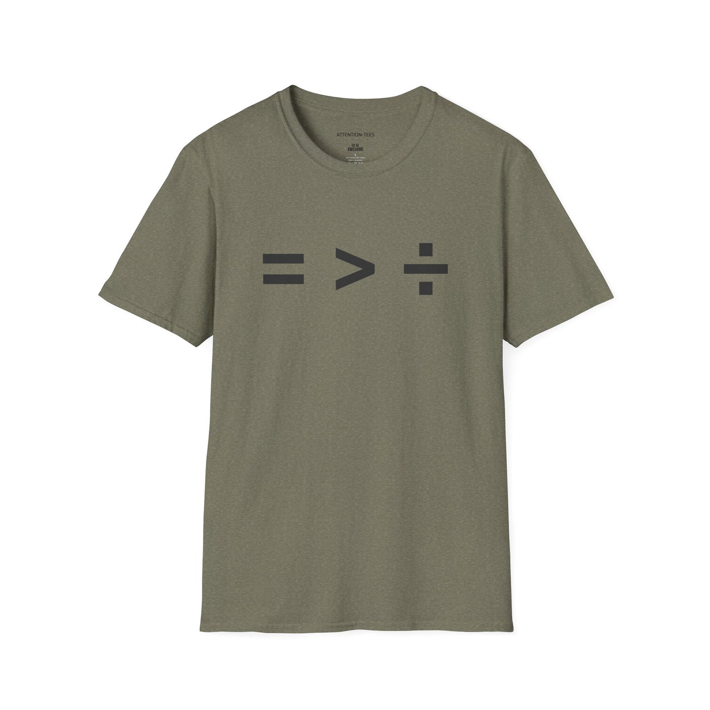 T-Shirt — Equal Greater Than Divided Statement Tee