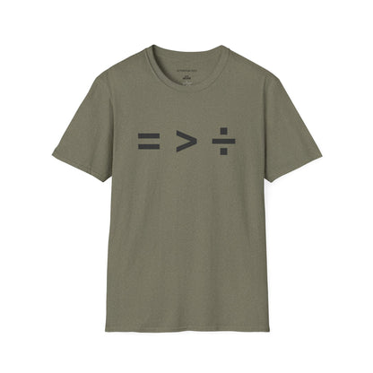 T-Shirt — Equal Greater Than Divided Statement Tee