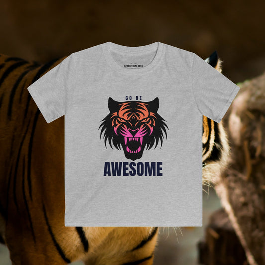 Go Be Awesome Tiger - Kids Softstyle Tee