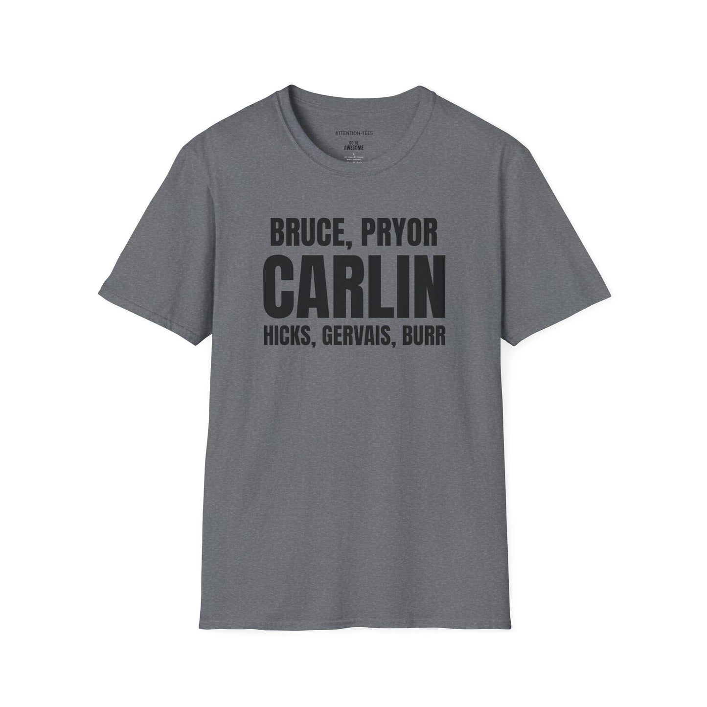 Carlin & Comedy Legends T-Shirt — Bruce, Pryor, Hicks, Gervais, Burr