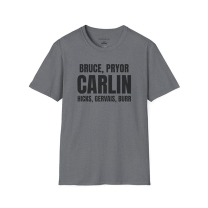 Carlin & Comedy Legends T-Shirt — Bruce, Pryor, Hicks, Gervais, Burr