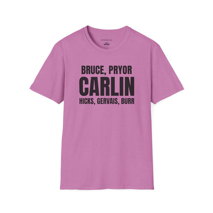 Carlin & Comedy Legends T-Shirt — Bruce, Pryor, Hicks, Gervais, Burr