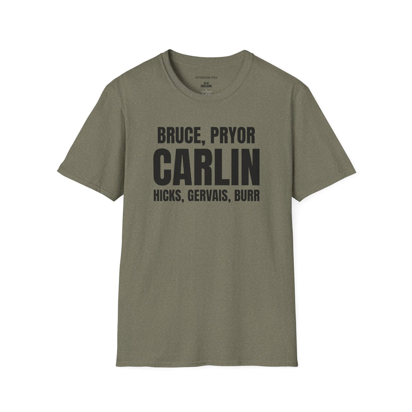 Carlin & Comedy Legends T-Shirt — Bruce, Pryor, Hicks, Gervais, Burr