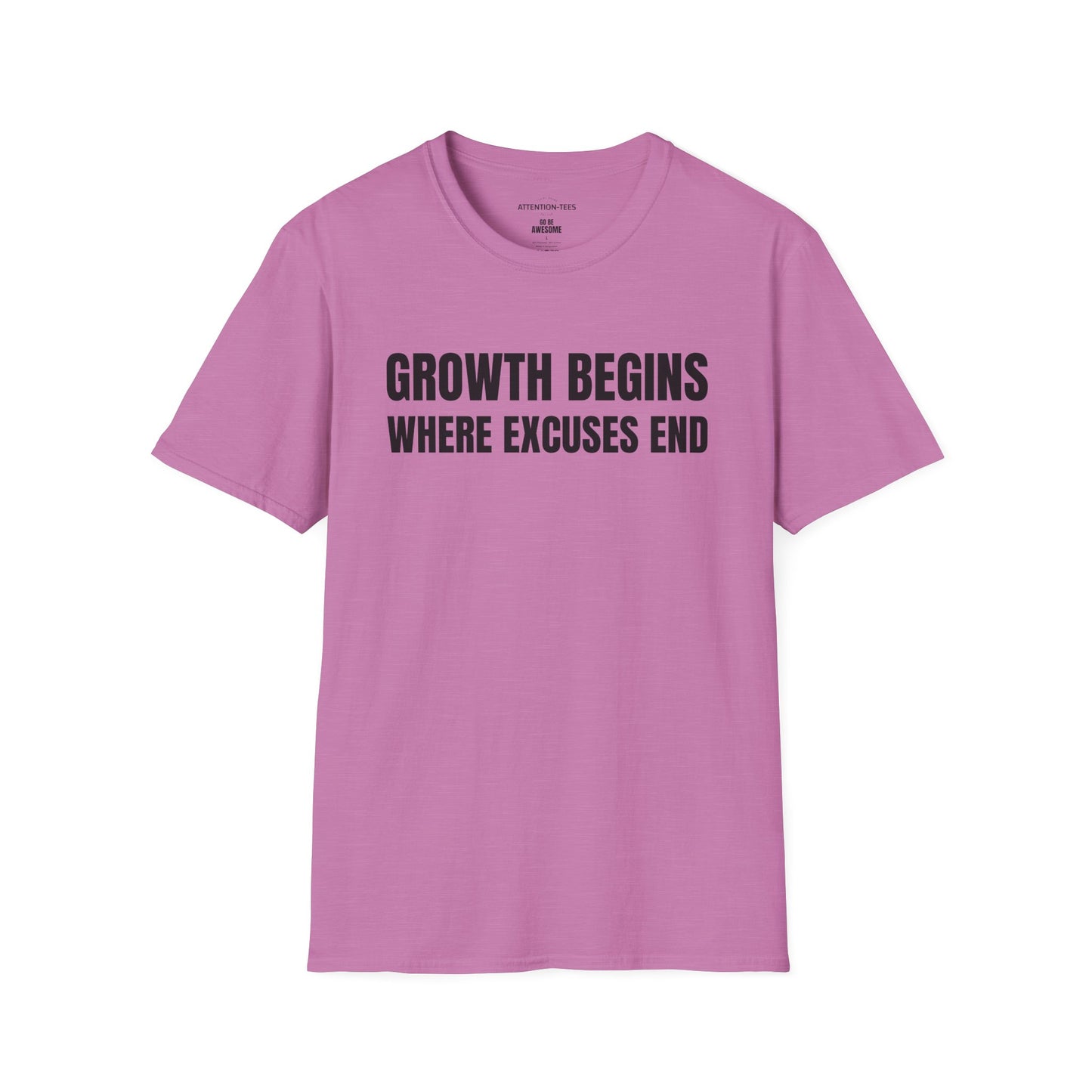 Inspirational Growth T-Shirt - Growth Begins Where Excuses End, Motivational Tee, Unisex Shirt, Gift for Him/Her, Self-Improvement Apparel