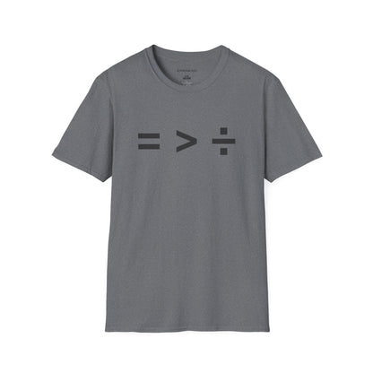 T-Shirt — Equal Greater Than Divided Statement Tee
