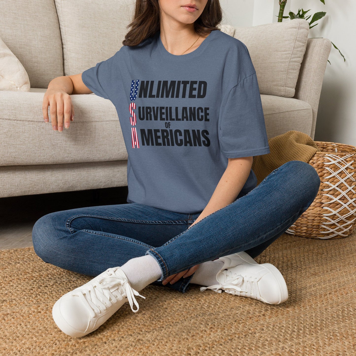 "Unlimited Surveillance of Americans" Patriotic Satire Tee