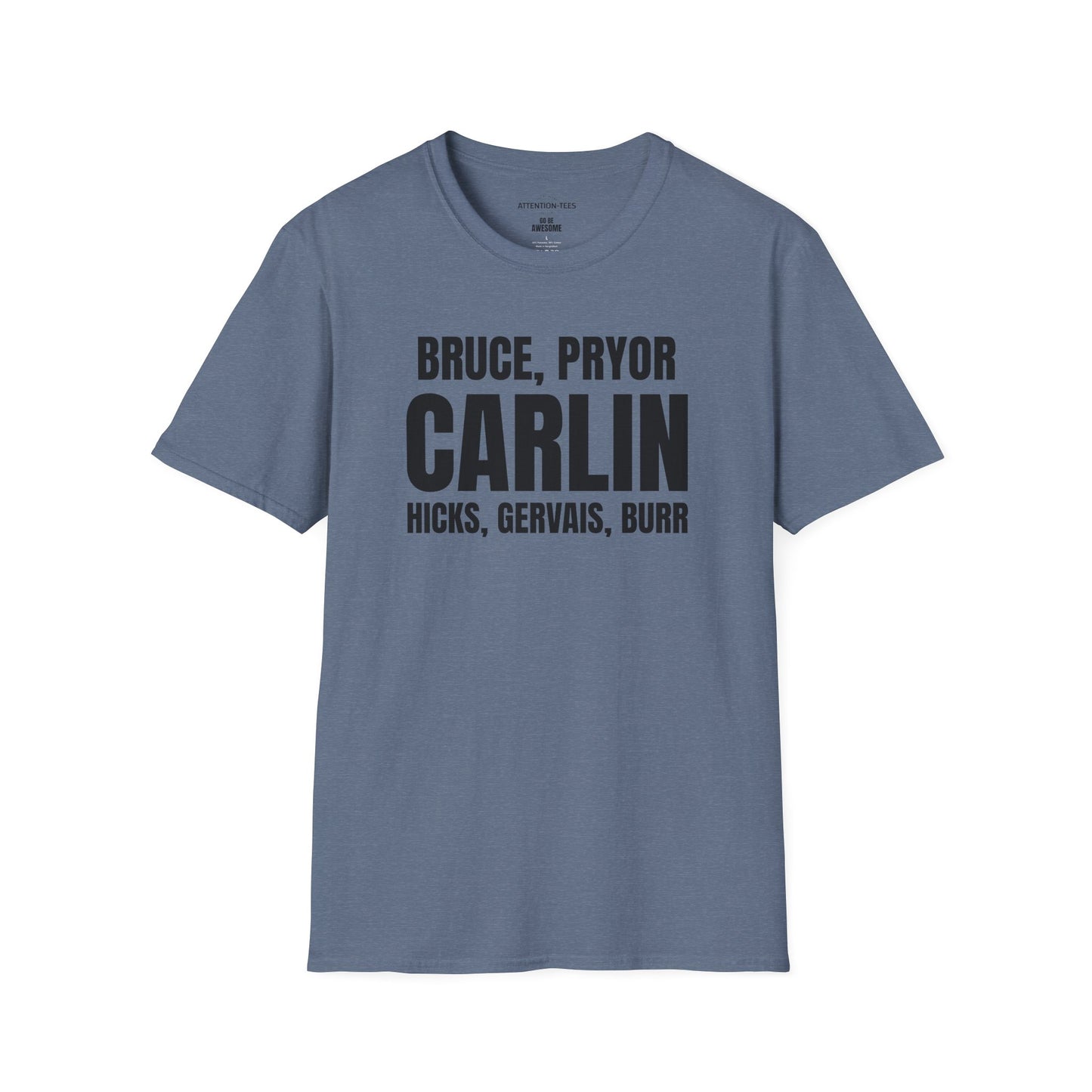 Carlin & Comedy Legends T-Shirt — Bruce, Pryor, Hicks, Gervais, Burr