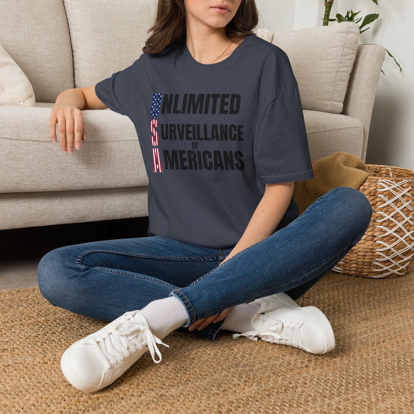 "Unlimited Surveillance of Americans" Patriotic Satire Tee